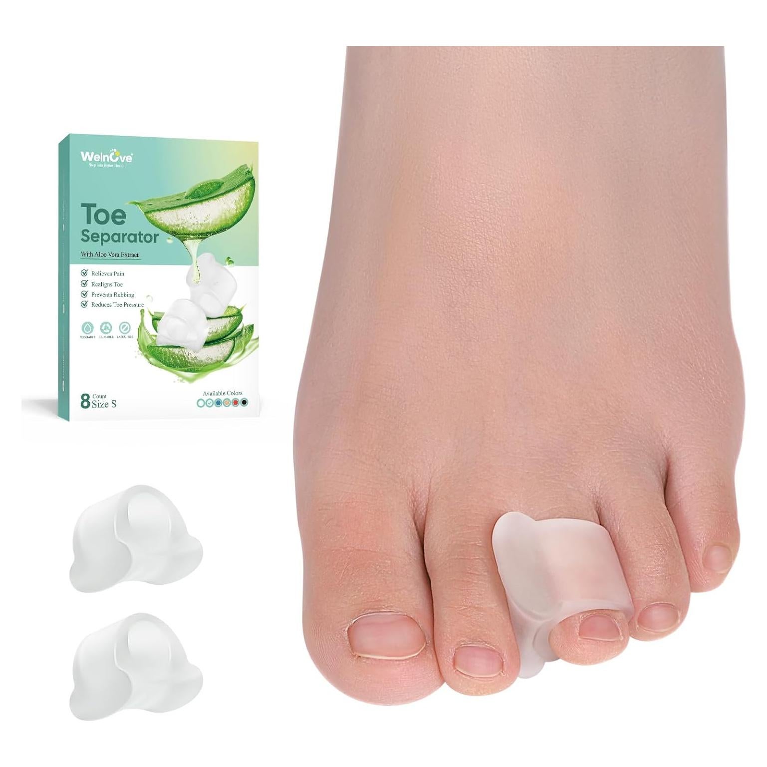 Separadores de Dedos Welnove - 8 Piezas con Aloe Vera, Pequeño