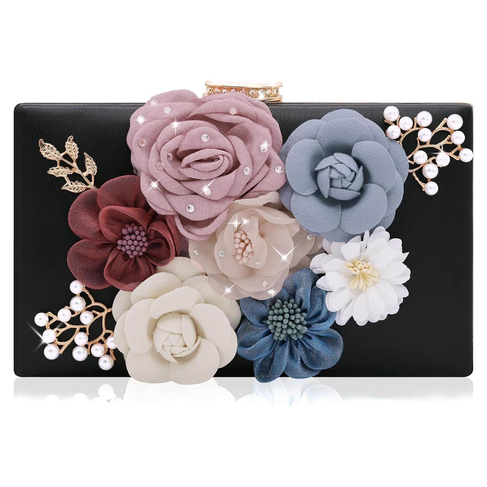 Bolso de Noche Floral Milisente para Mujeres - Clutch Boda 20x13cm