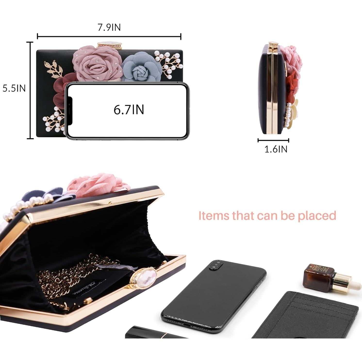 Bolso de Noche Floral Milisente para Mujeres - Clutch Boda 20x13cm