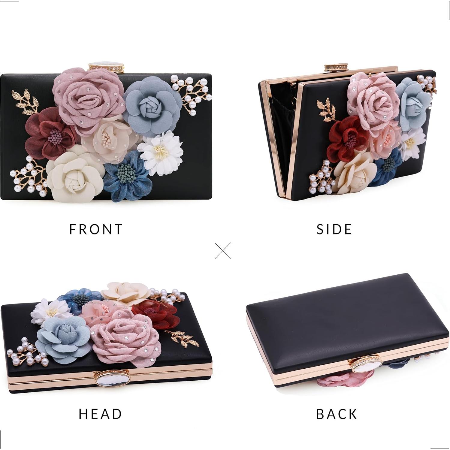 Bolso de Noche Floral Milisente para Mujeres - Clutch Boda 20x13cm