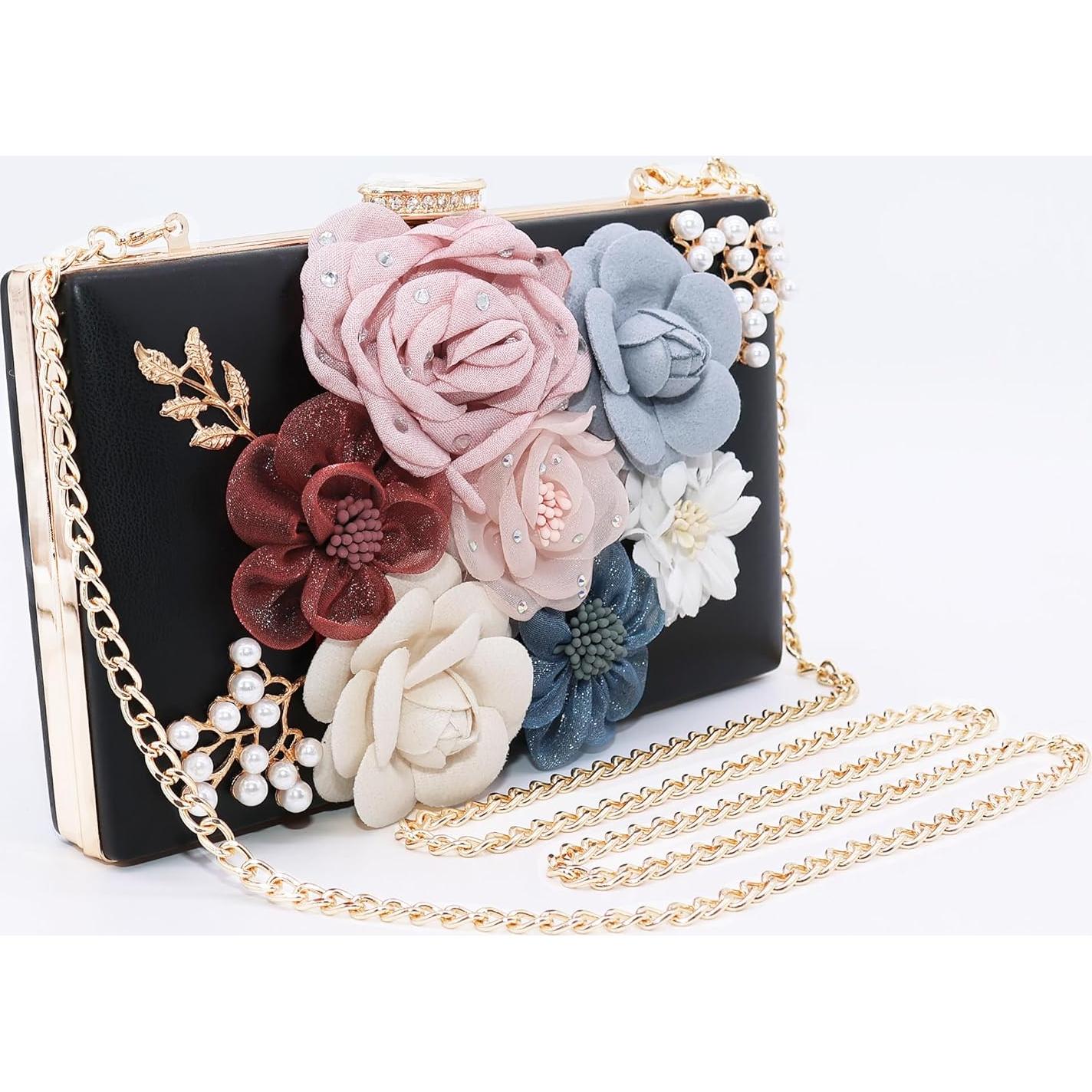 Bolso de Noche Floral Milisente para Mujeres - Clutch Boda 20x13cm