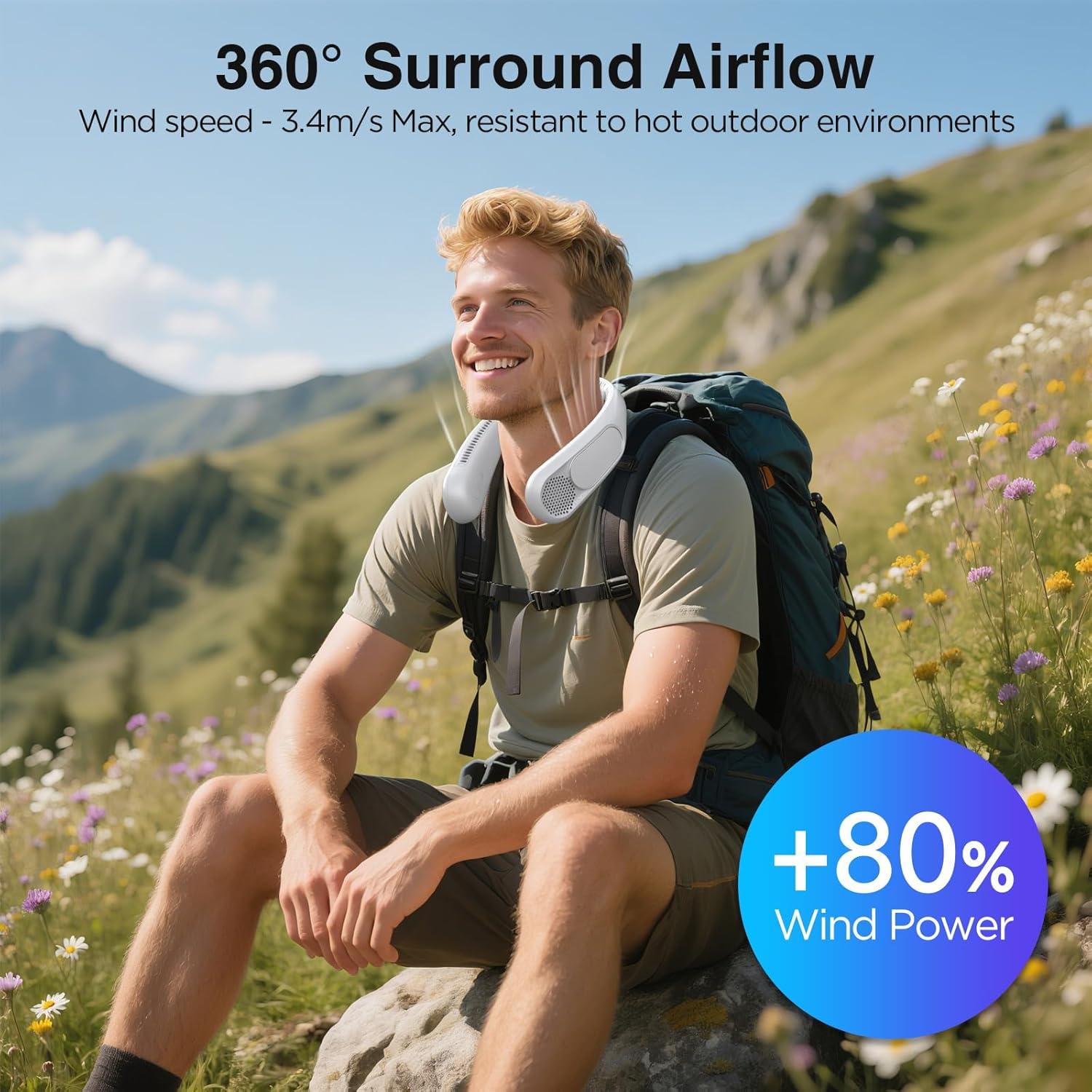 Ventilador de Cuello Hotsales Recargable 6000 mAh 3 Velocidades