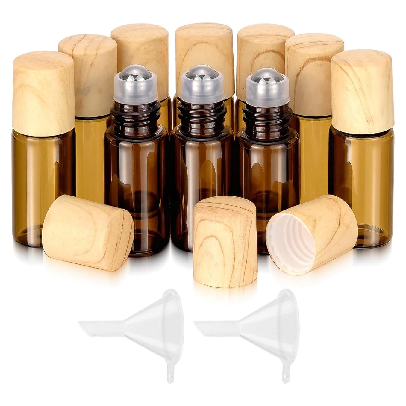 10 Botellas de Vidrio Ámbar 3ml con Roll-on Newzoll