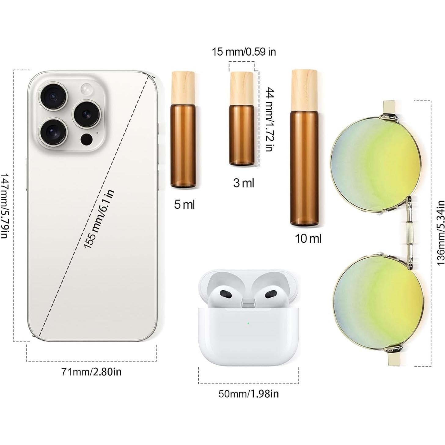 10 Botellas de Vidrio Ámbar 3ml con Roll-on Newzoll