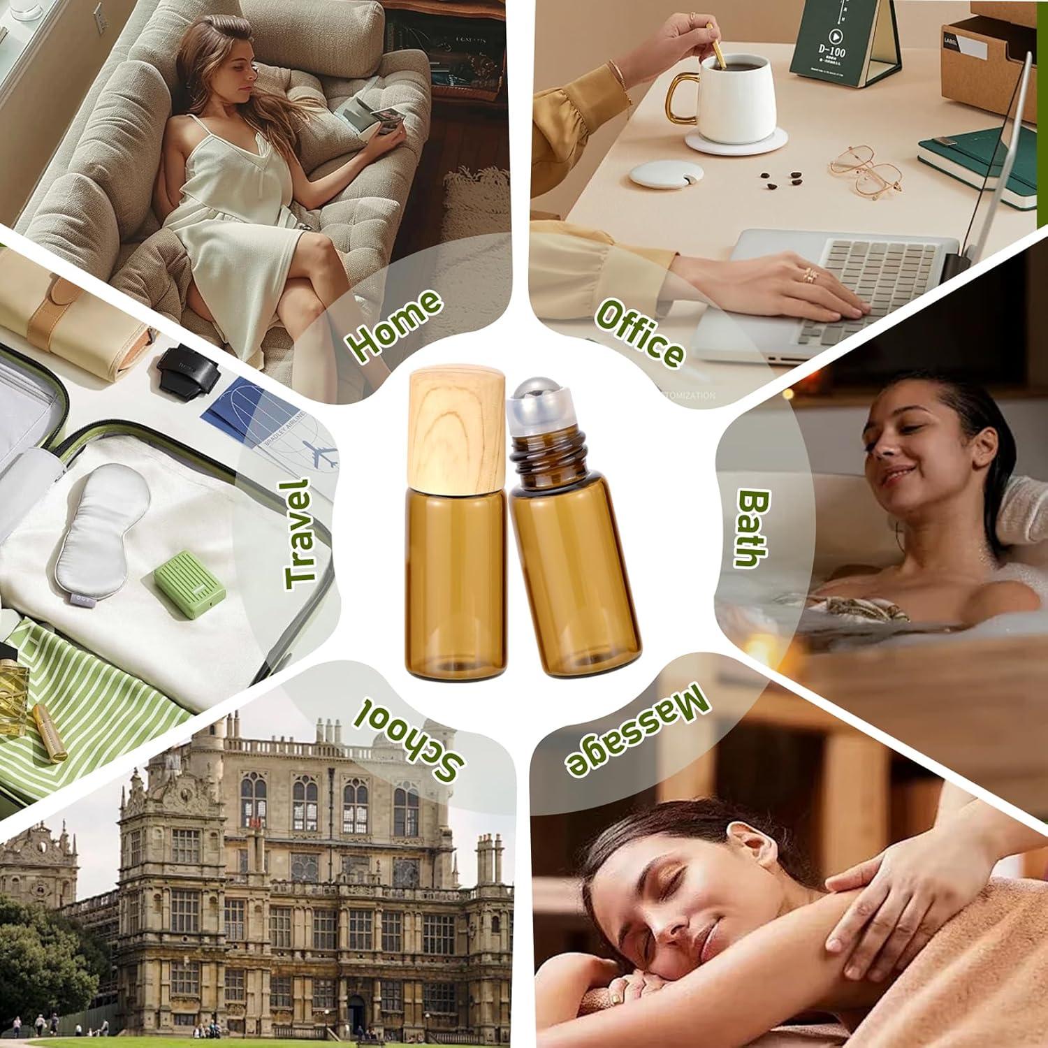 10 Botellas de Vidrio Ámbar 3ml con Roll-on Newzoll