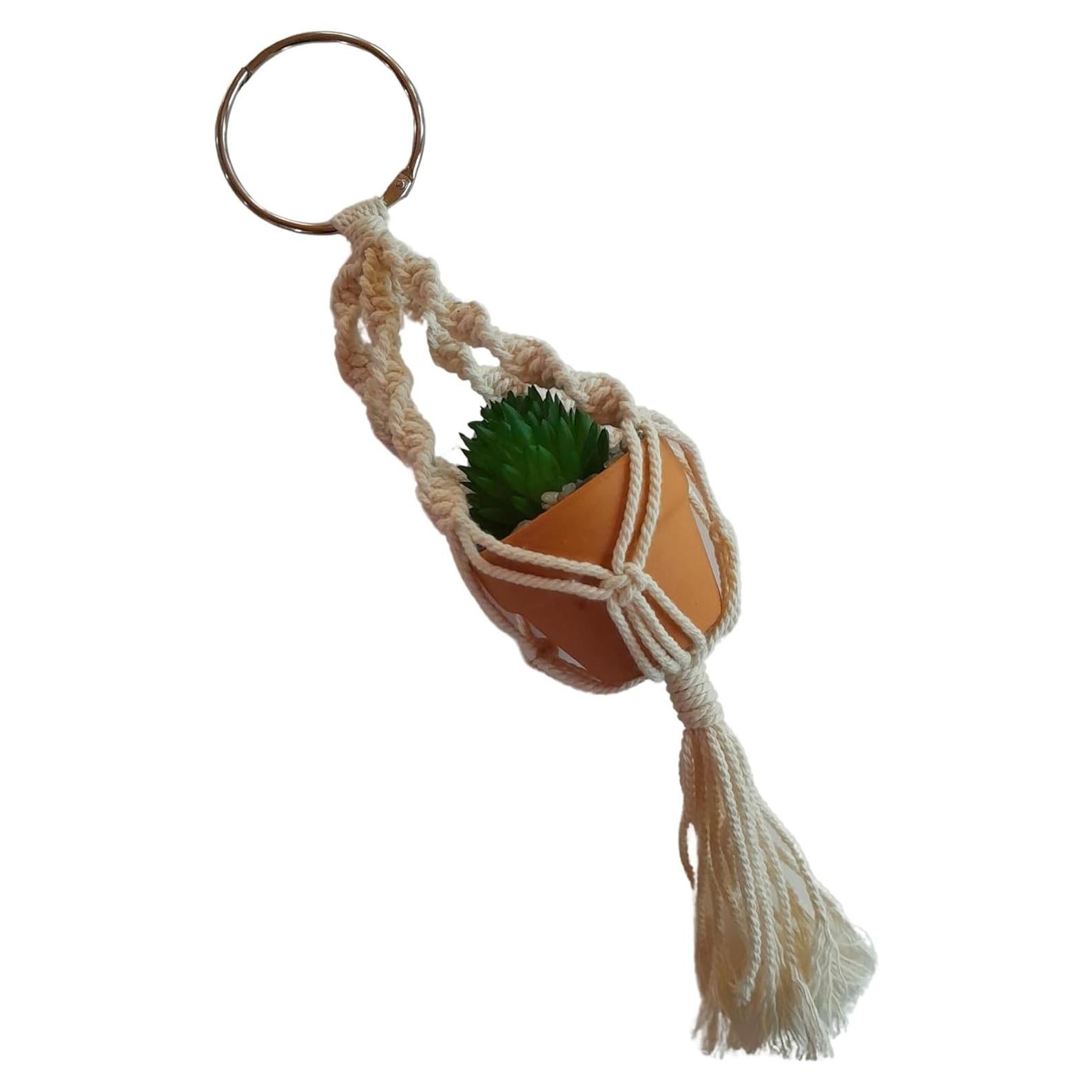 Ambientador de Aire para Auto Macramé Suculenta 26x6 cm