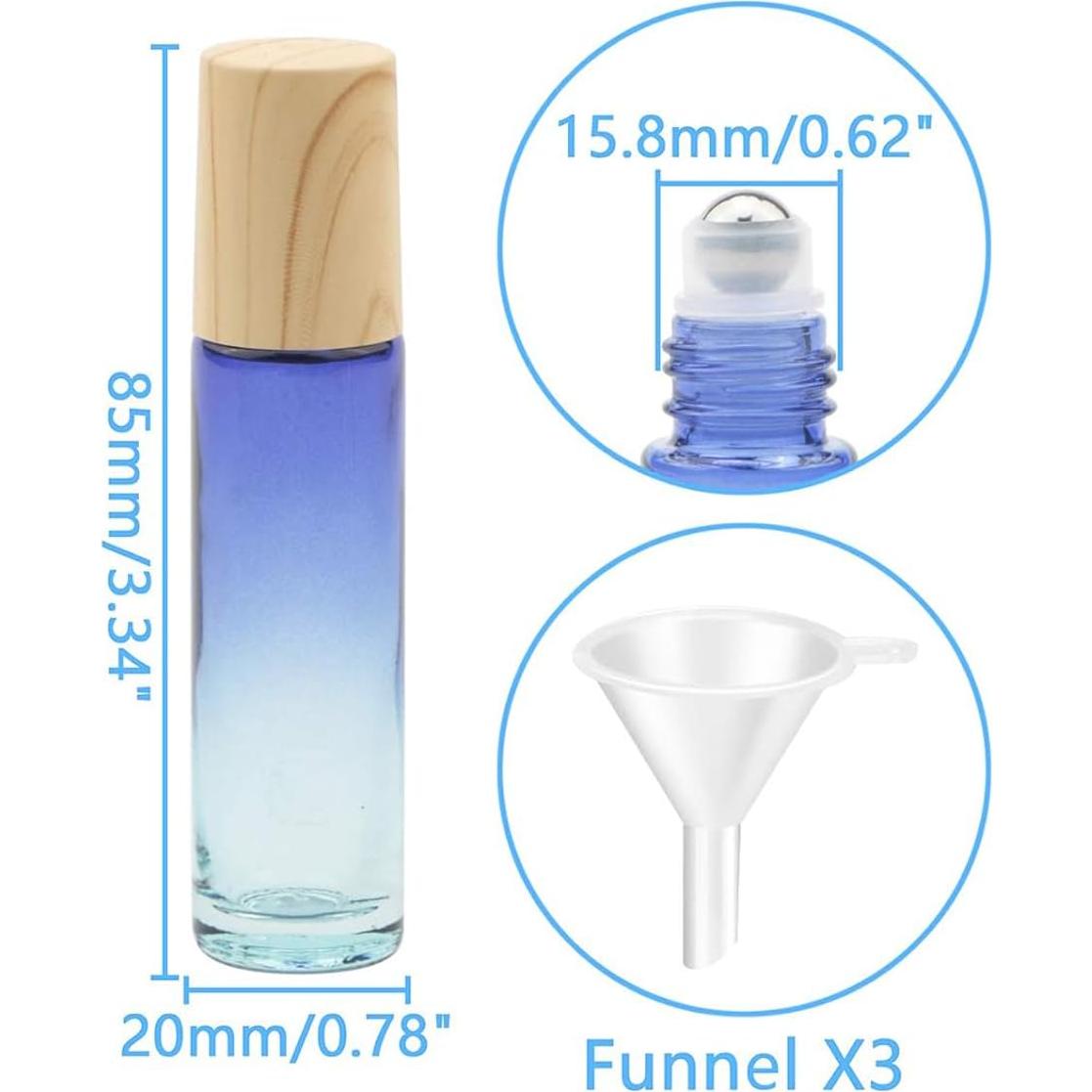 8 Botellas de Rodillo de Vidrio 10 ml Newzoll Azul Gradiente