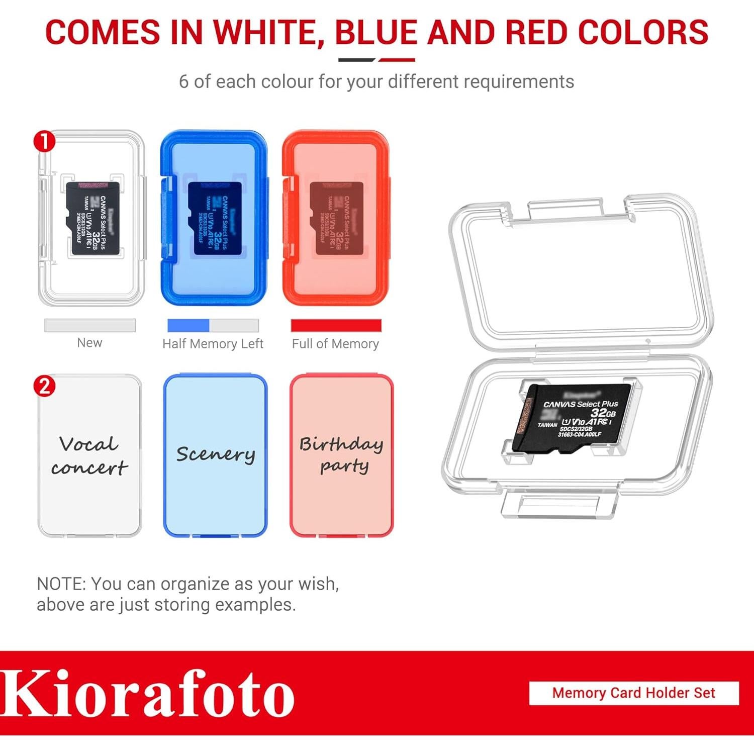 Estuche Transparente Kiorafoto para 18 Tarjetas MicroSD