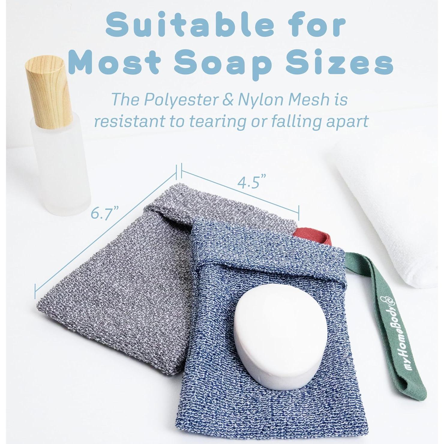 Bolsa de Jabón Exfoliante myHomeBody - 2 Paquete, Azul y Gris