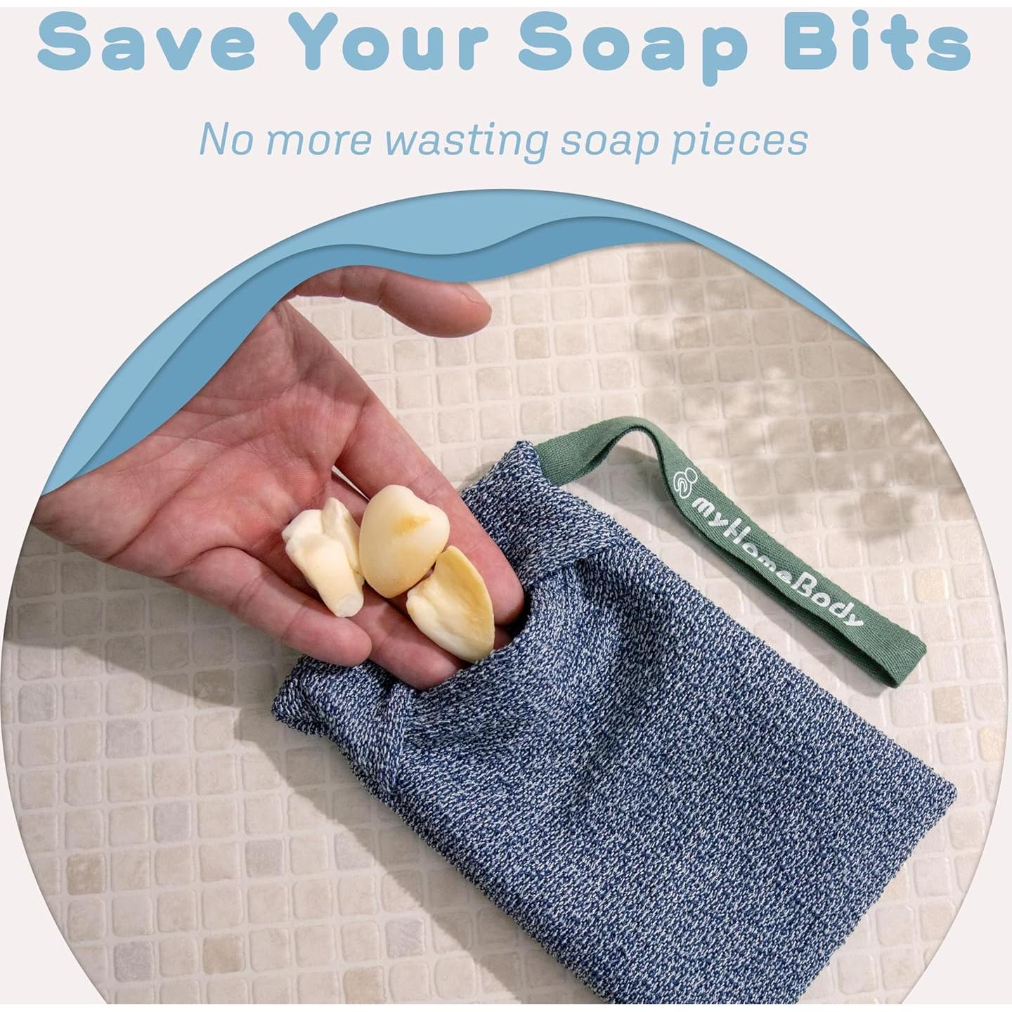 Bolsa de Jabón Exfoliante myHomeBody - 2 Paquete, Azul y Gris