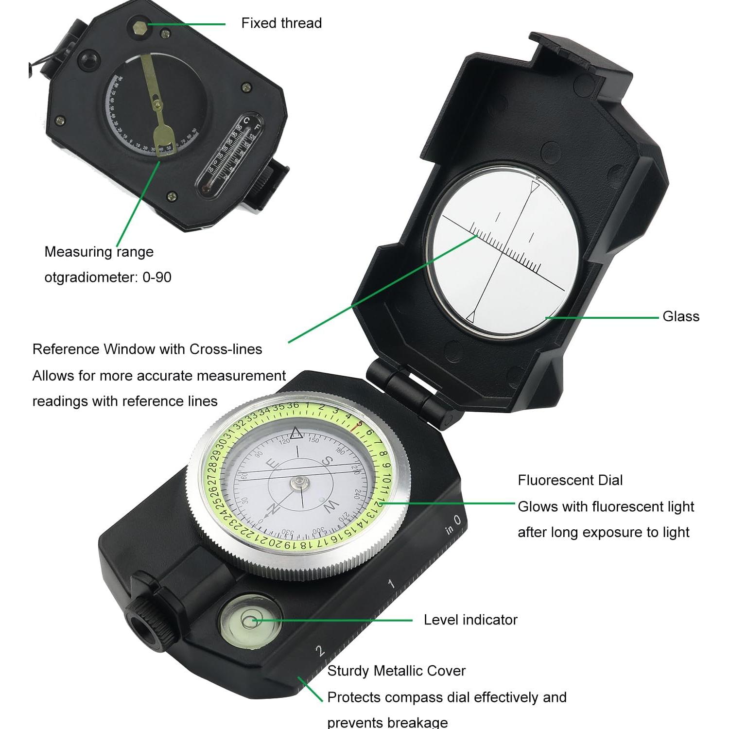 Brújula Militar JYEASTZ con Clinómetro y Lente Ajustable