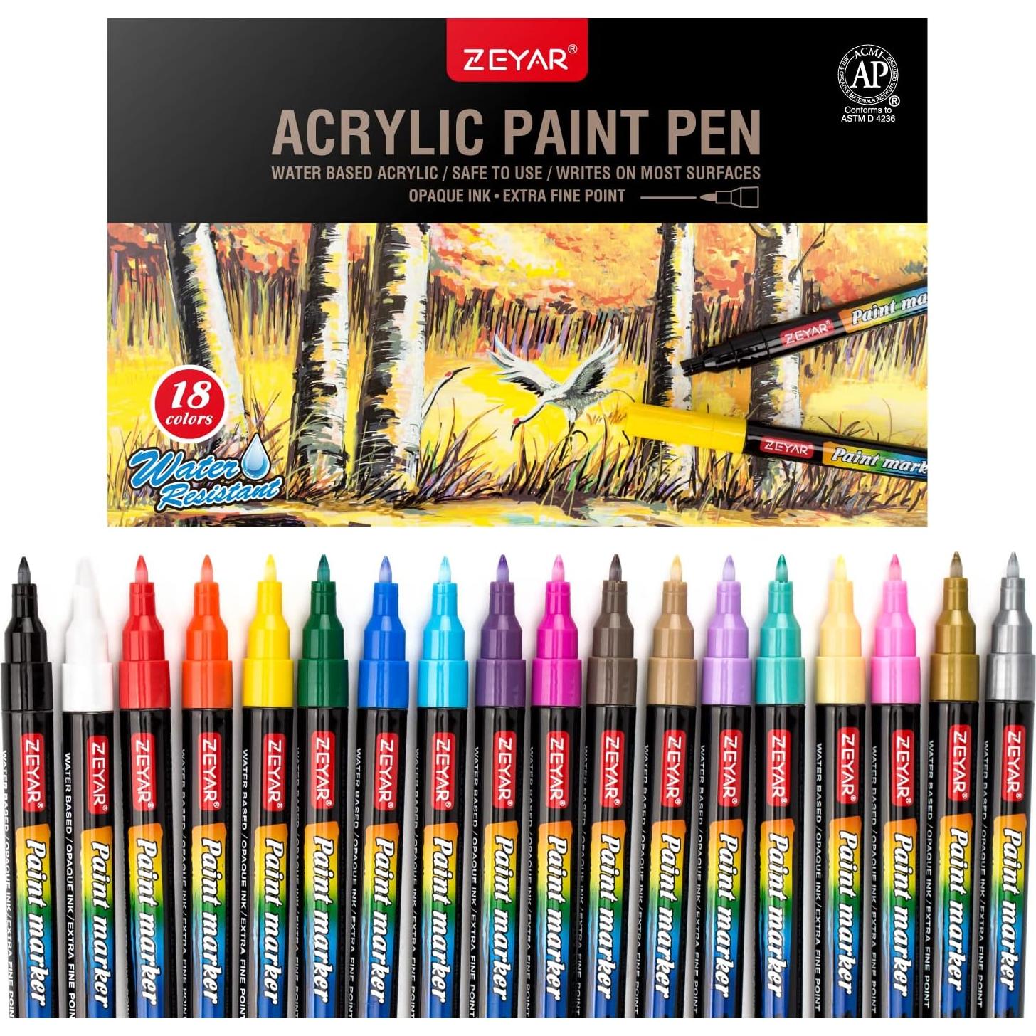 Lápiz de Pintura Acrílica ZEYAR 18 Colores Punta Extra Fina