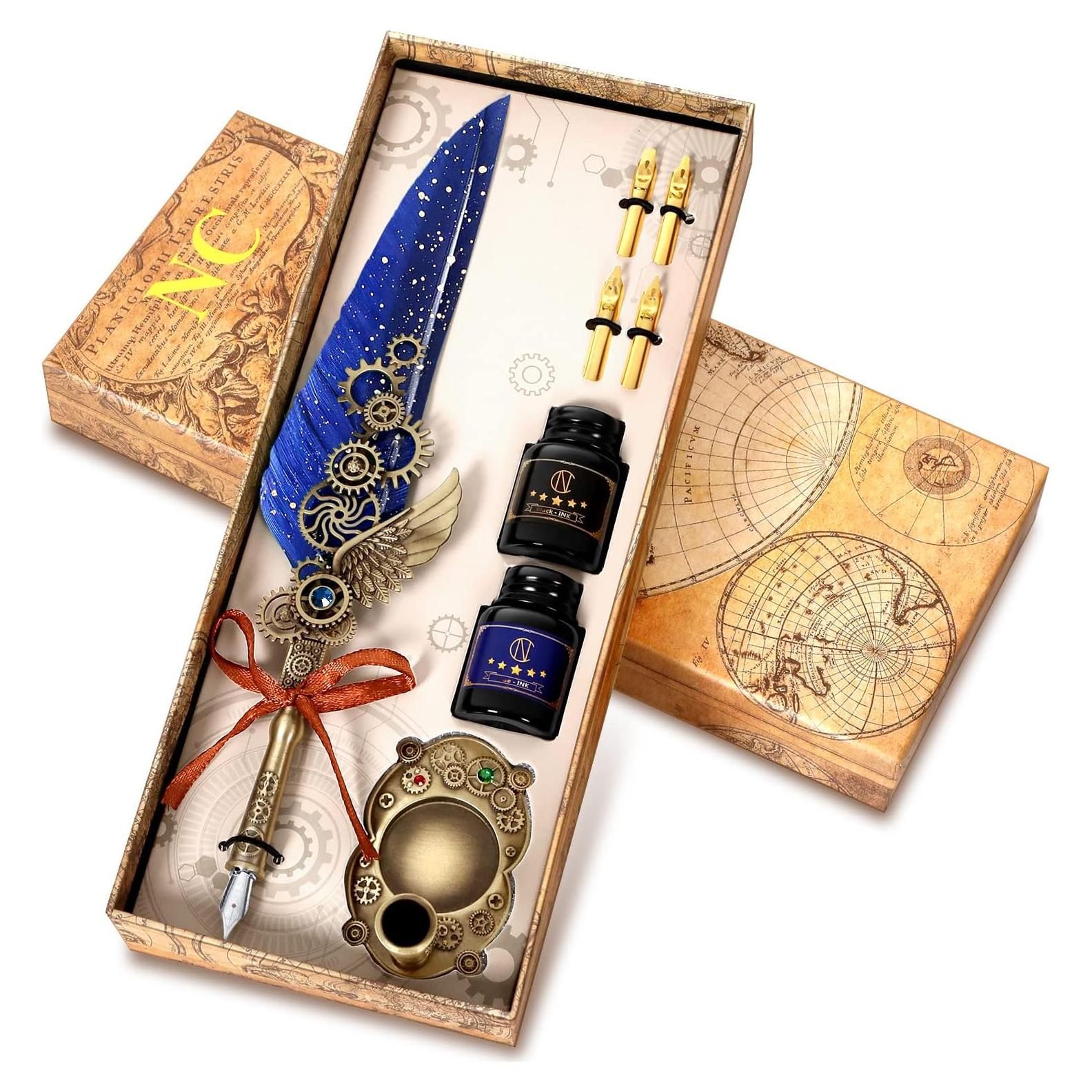 Juego de Plumas de Caligrafía NC Azul con Tinta y Puntas