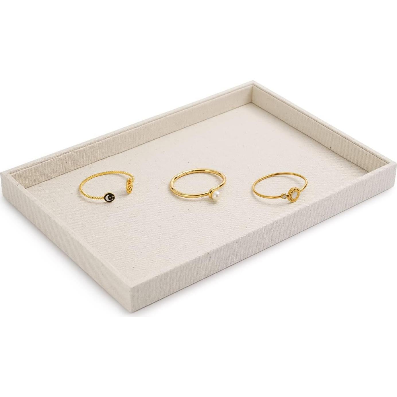 Bandeja de Joyería Oirlv de Lino Beige 35x24x3.5 cm