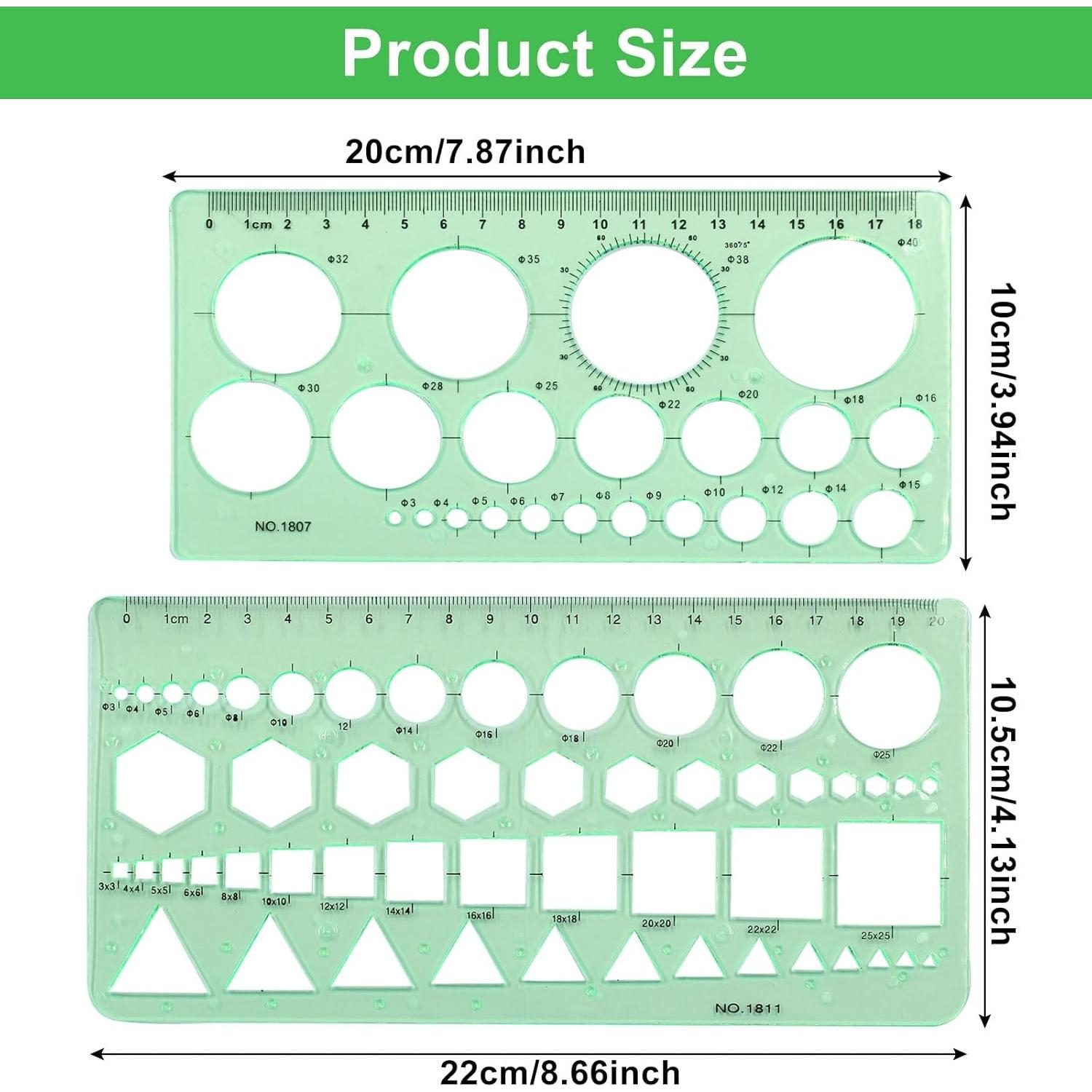 Juego de Plantillas Circulares Transparentes Unlorspy 2 Pcs