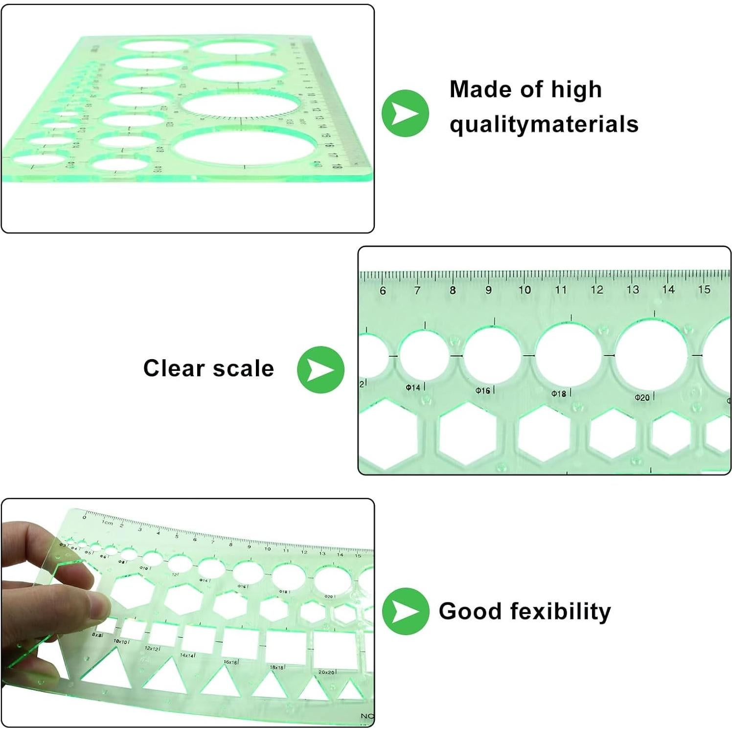 Juego de Plantillas Circulares Transparentes Unlorspy 2 Pcs