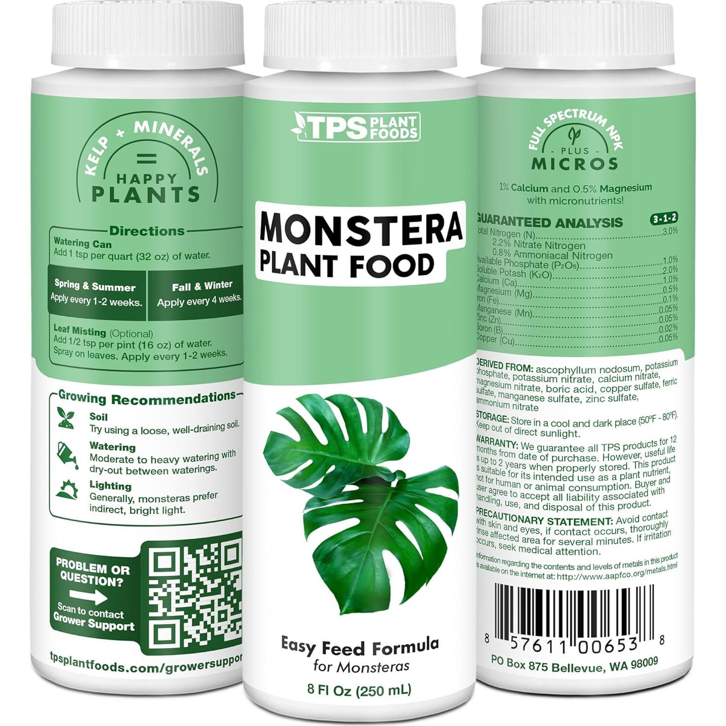 Fertilizante Líquido TPS Nutrients 250ml para Monstera y Filodendros
