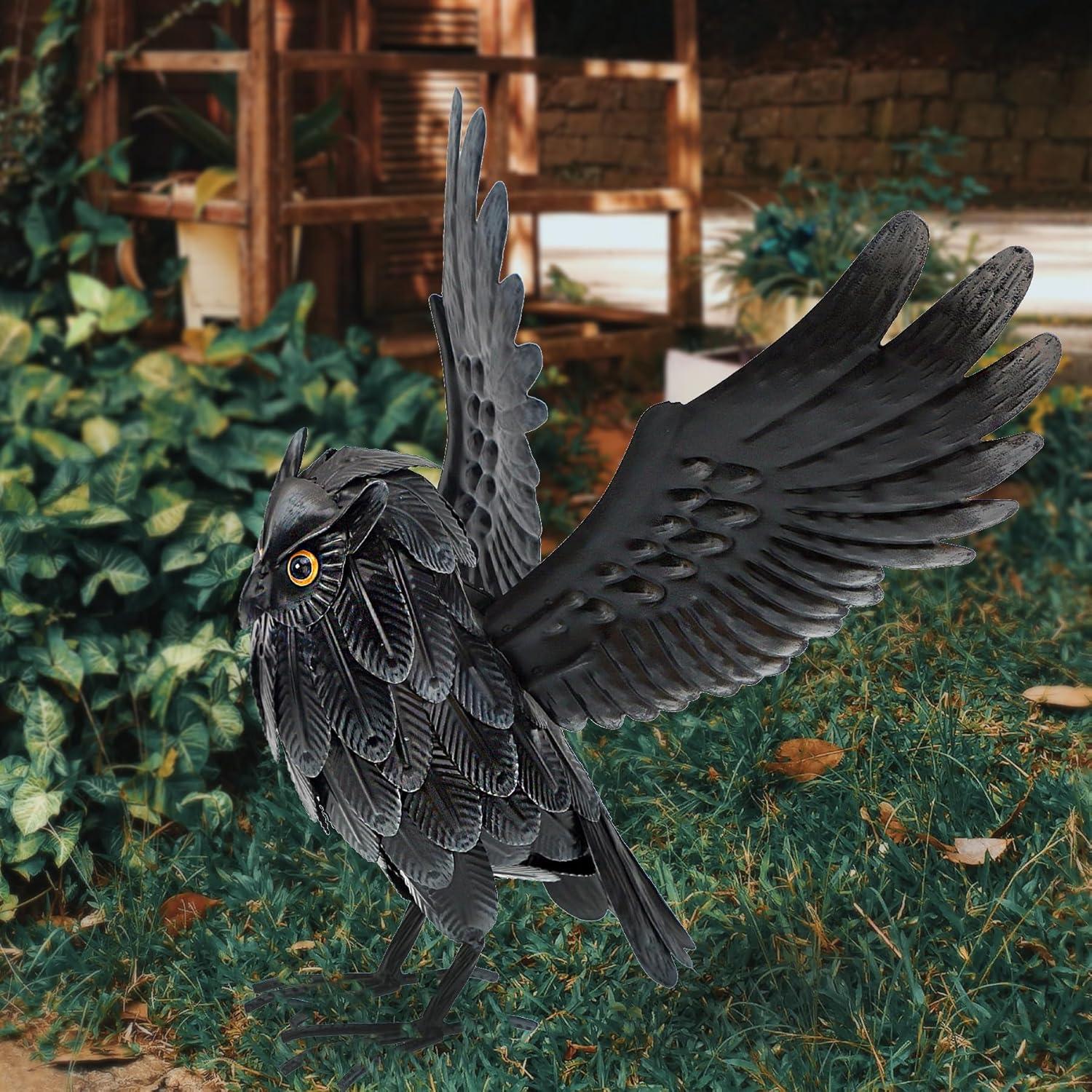 Estatua de Búho Solar Natelf para Jardín, Disuasor de Animales