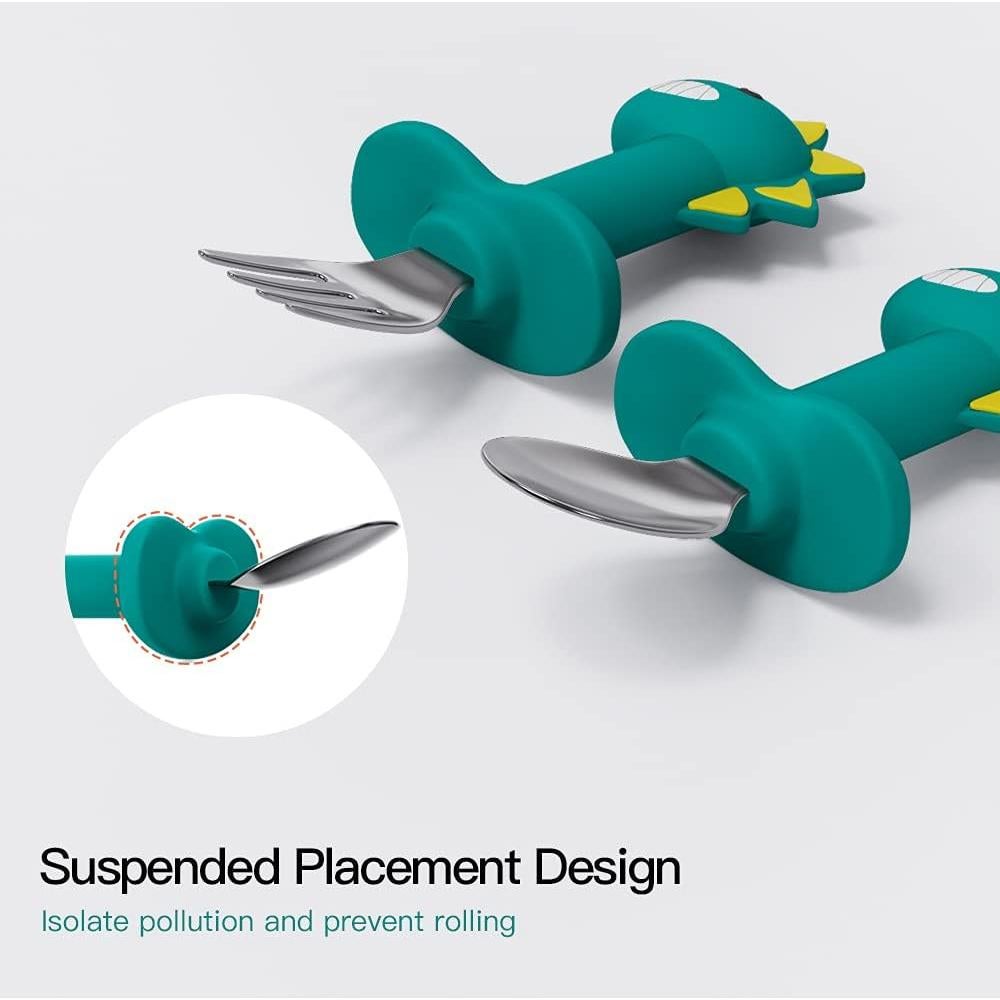 Juego de Cubiertos para Bebés SFCCMM Silicona Acero Inoxidable
