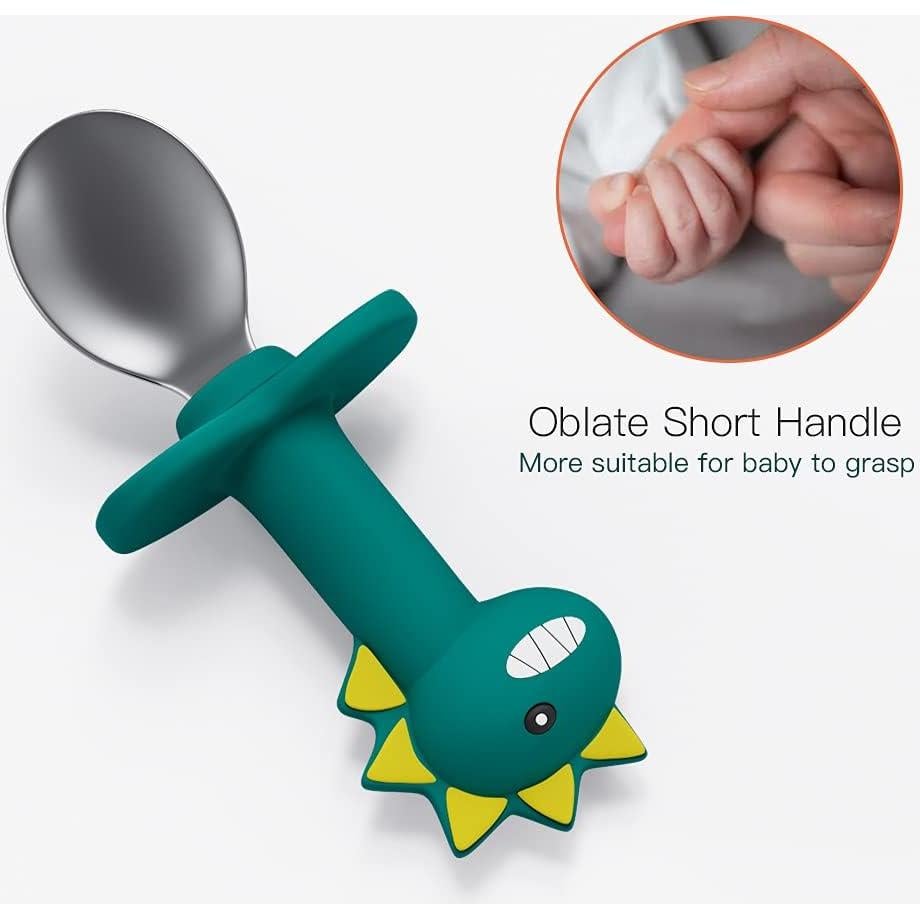 Juego de Cubiertos para Bebés SFCCMM Silicona Acero Inoxidable