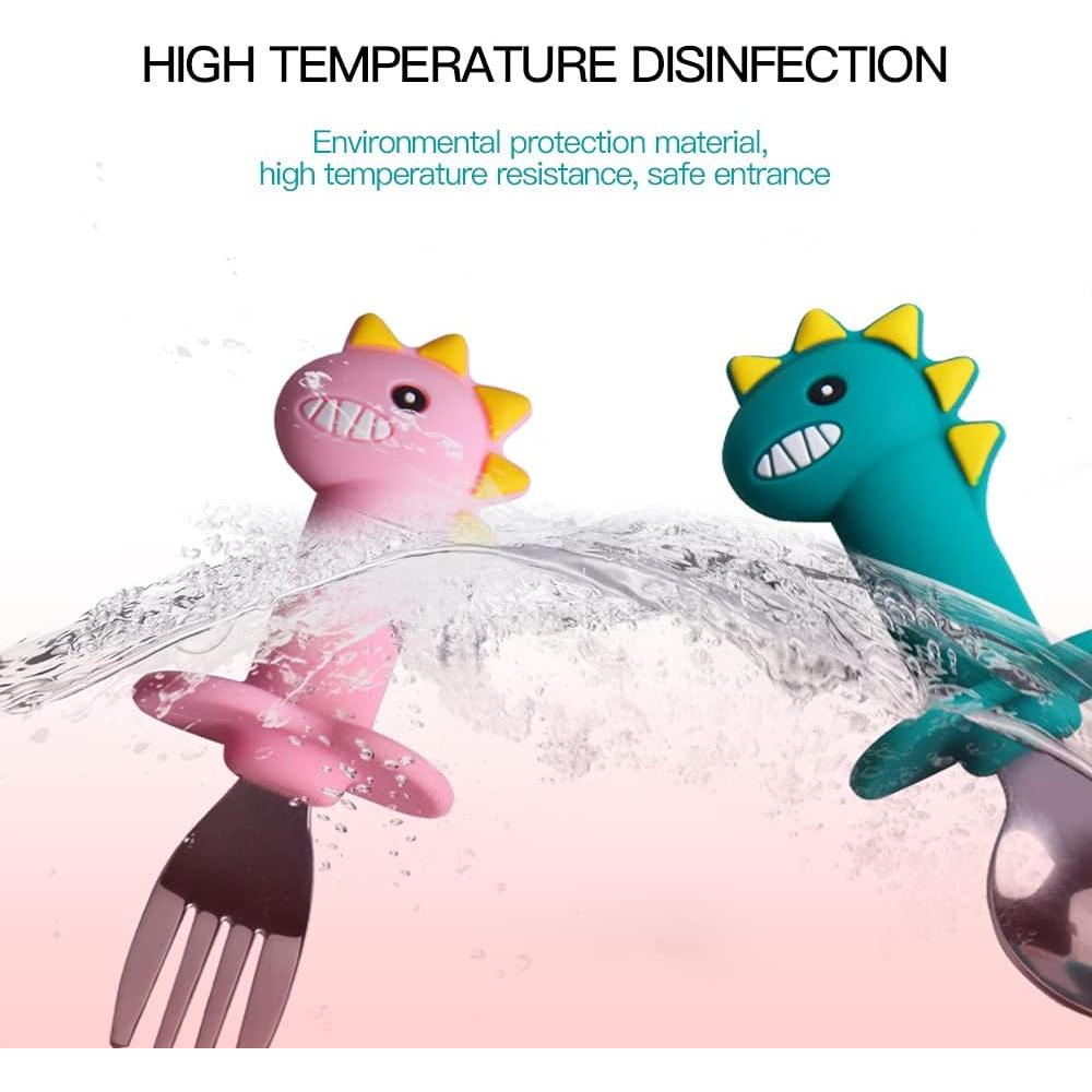 Juego de Cubiertos para Bebés SFCCMM Silicona Acero Inoxidable