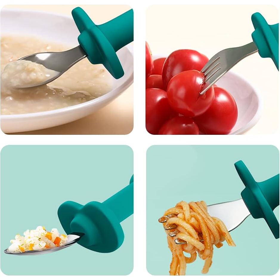 Juego de Cubiertos para Bebés SFCCMM Silicona Acero Inoxidable
