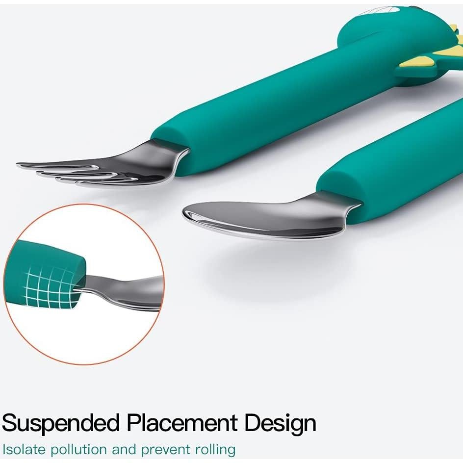 Juego de Cubiertos para Bebés SFCCMM Silicona Acero Inoxidable