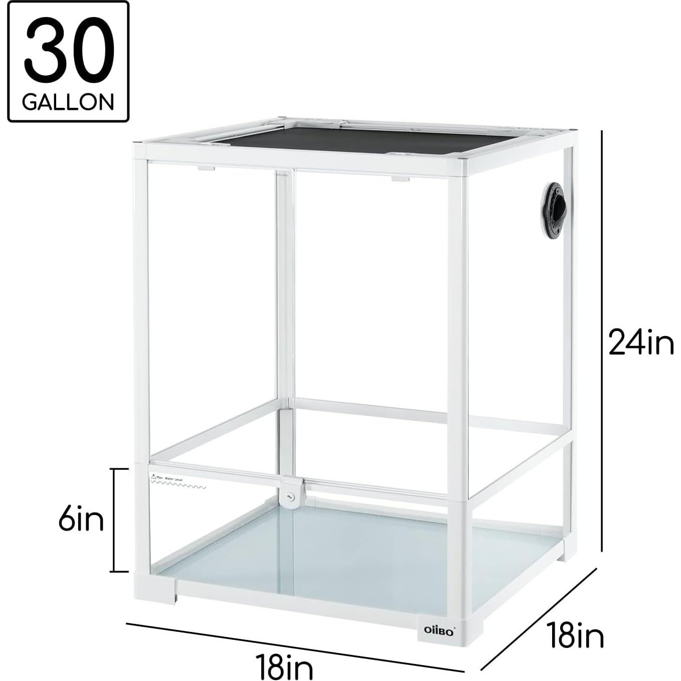 Terrario de Reptiles OIIBO 30 Galones 45.72x45.72x60.96 cm