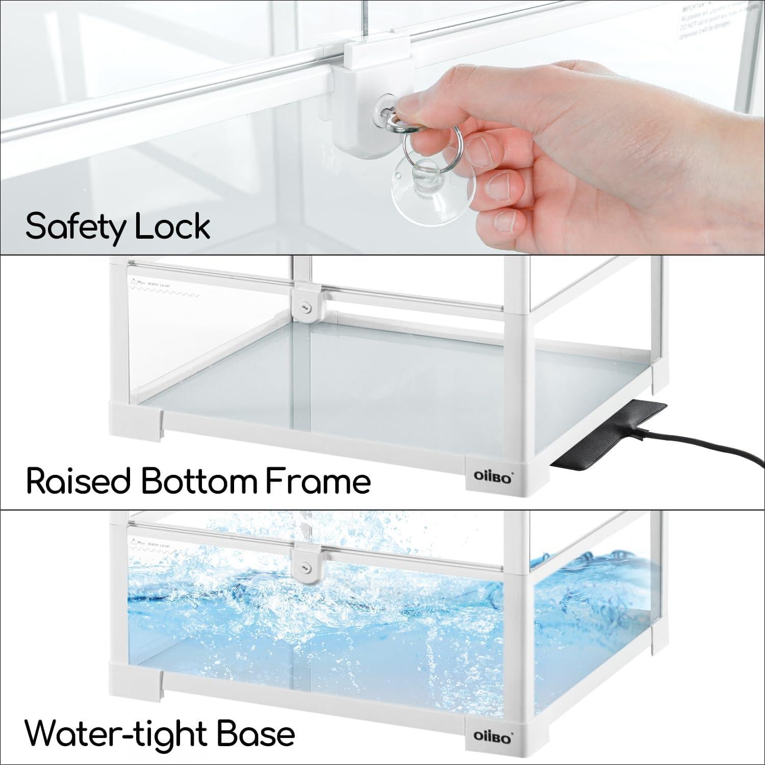 Terrario de Reptiles OIIBO 30 Galones 45.72x45.72x60.96 cm