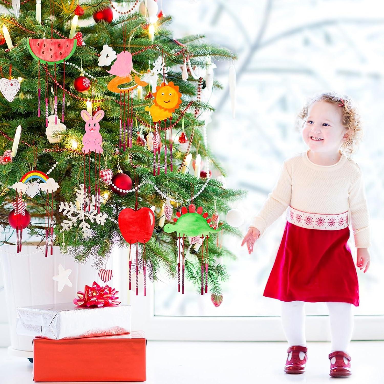 Kit de Campanas de Viento Tuanse 24 Pcs Madera DIY Animales