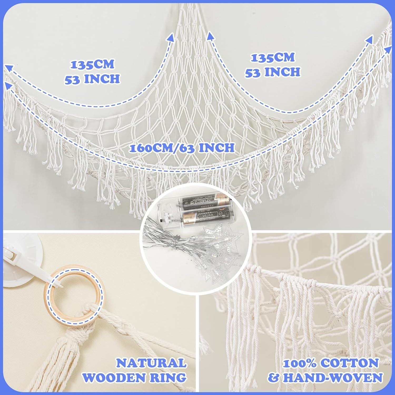 Hamaca Colgante de Peluches CCYLTL 160 cm Boho con Luz LED