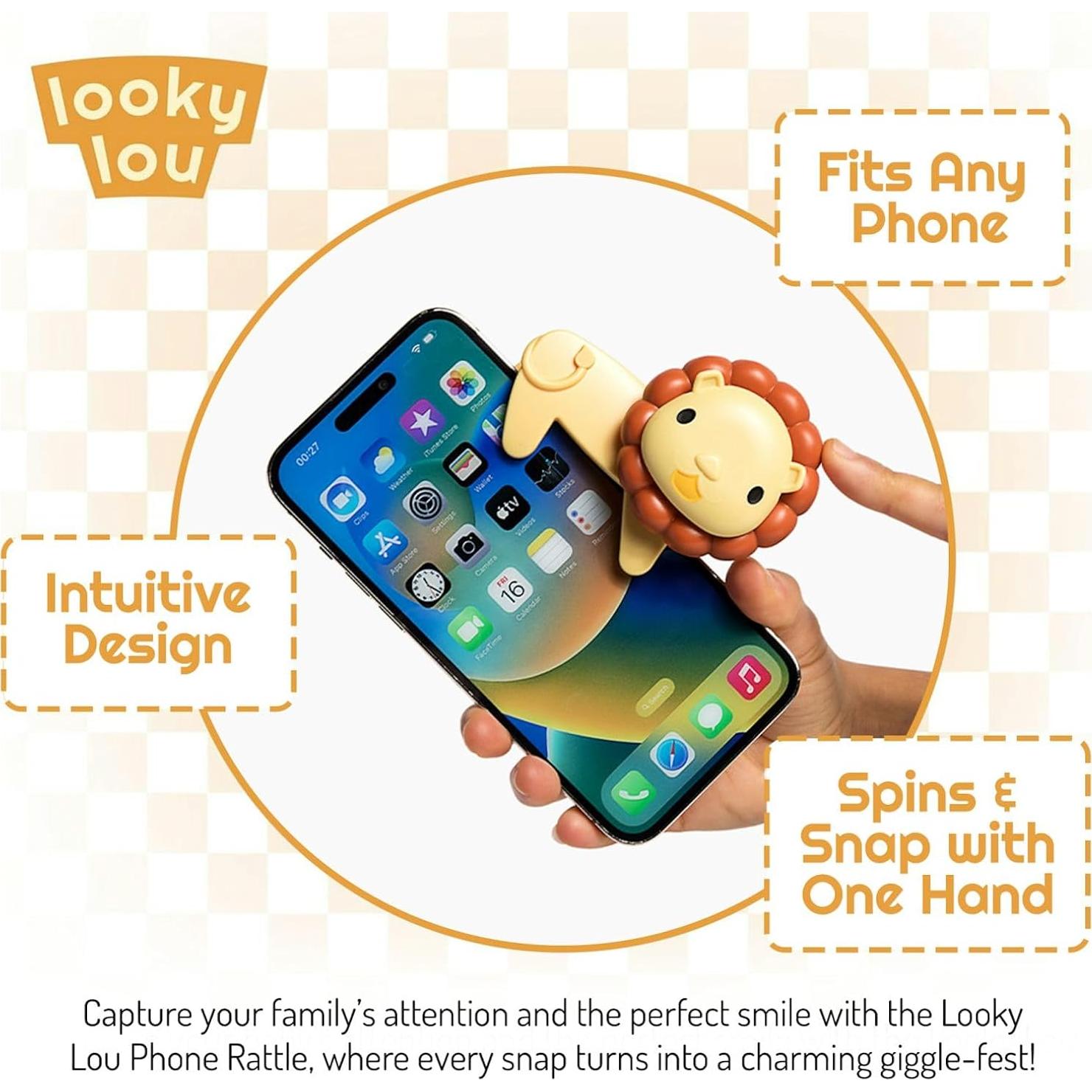 Clip de Teléfono Looky Lou con Sonajero de León para Bebés