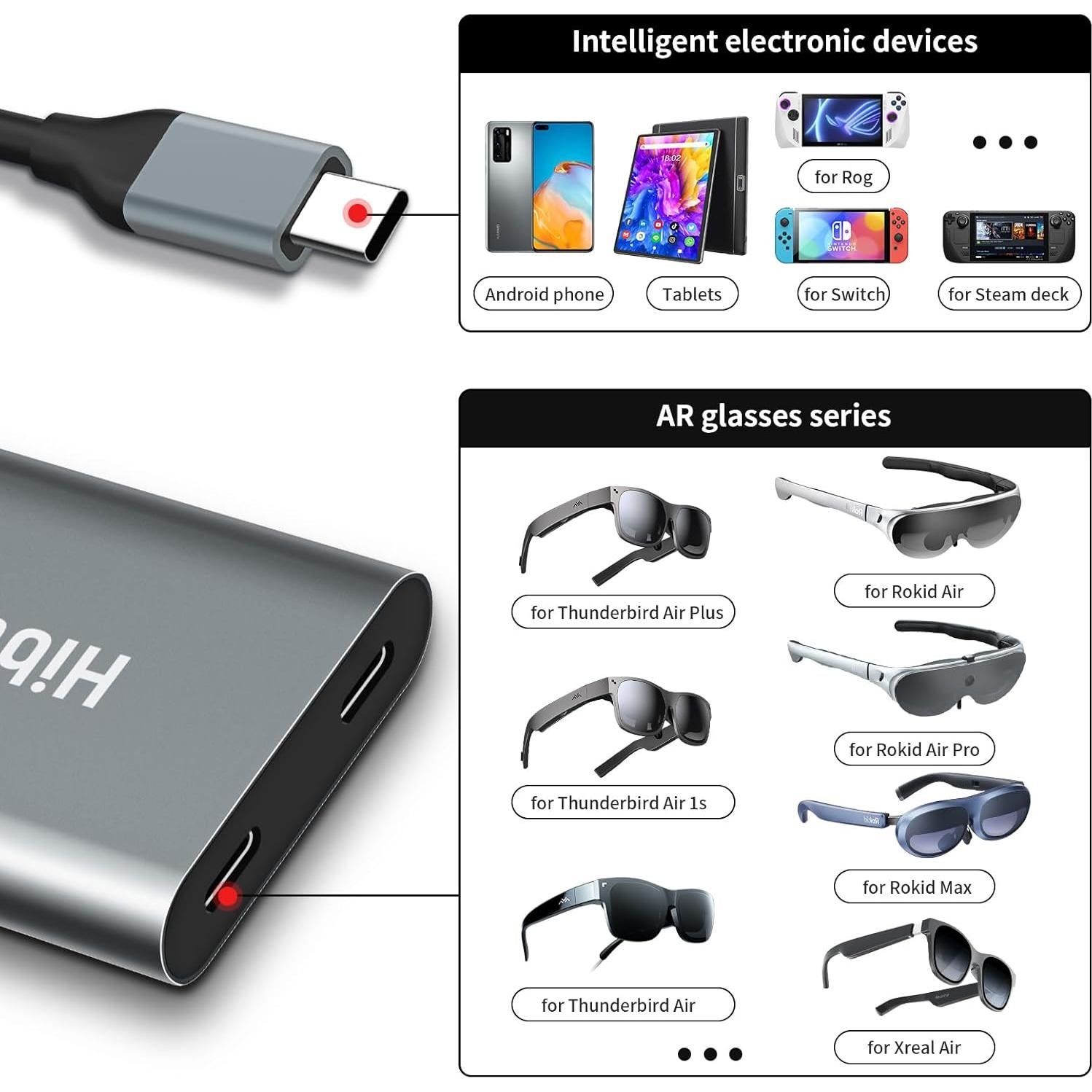 Adaptador de Carga USB-C RCstyle para Gafas AR 65W