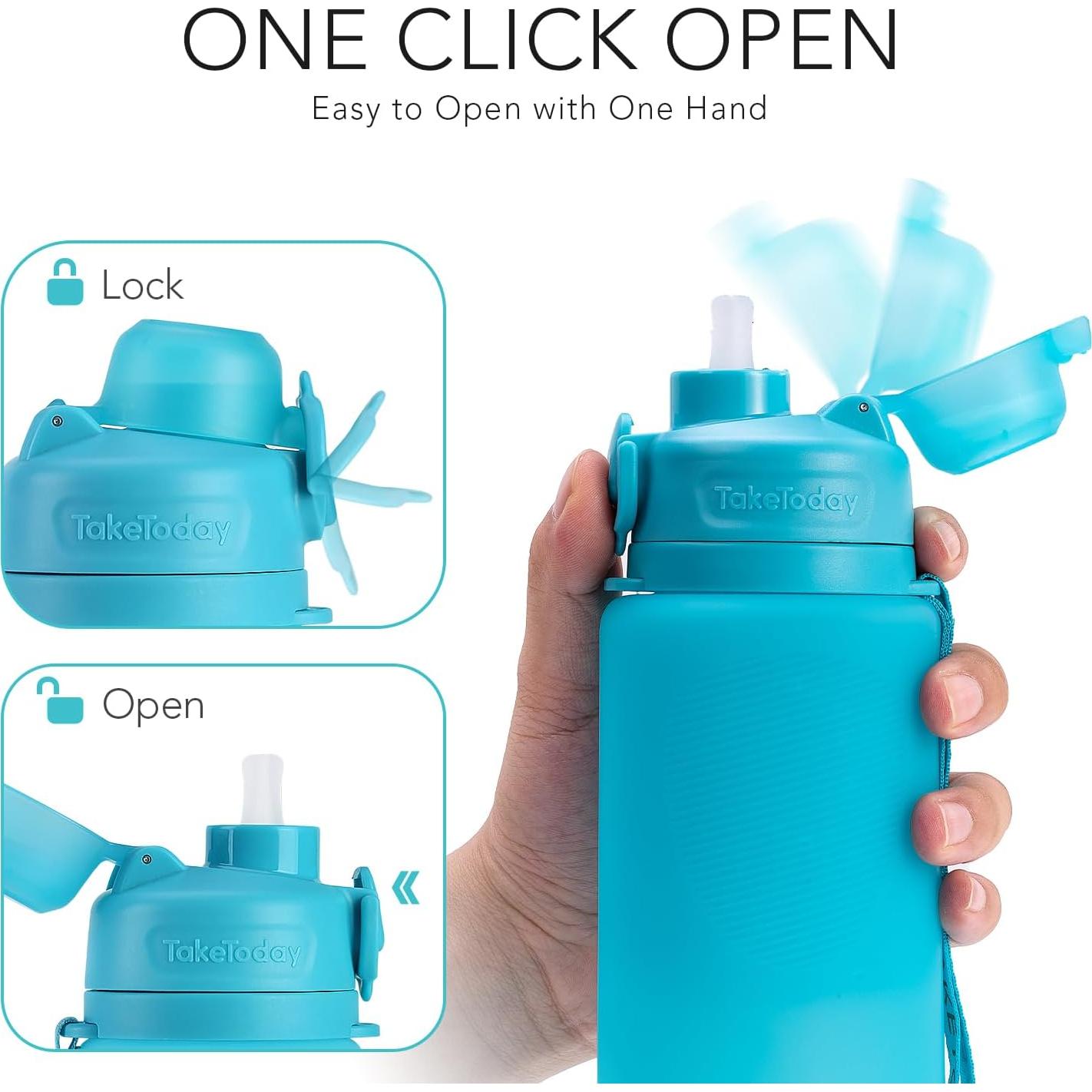 Botella de Agua Plegable TakeToday 0.95L Azul con Popote