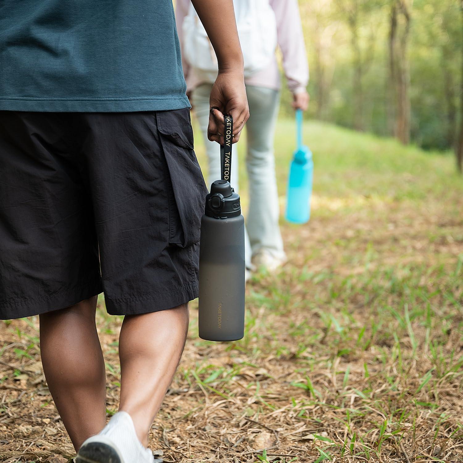 Botella de Agua Plegable TakeToday 0.95L Azul con Popote