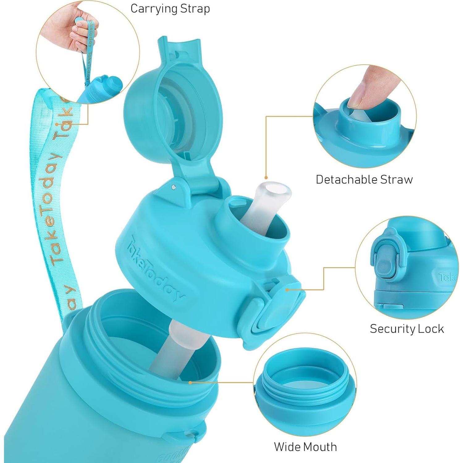 Botella de Agua Plegable TakeToday 0.95L Azul con Popote