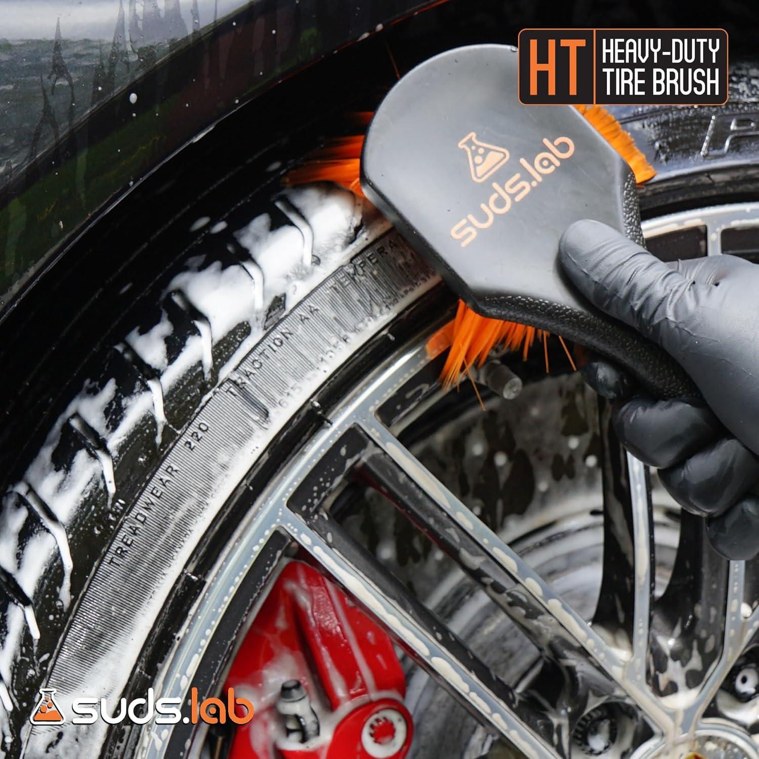 Cepillo Limpiador de Ruedas SudsLab HT - 21.6 cm, Negro