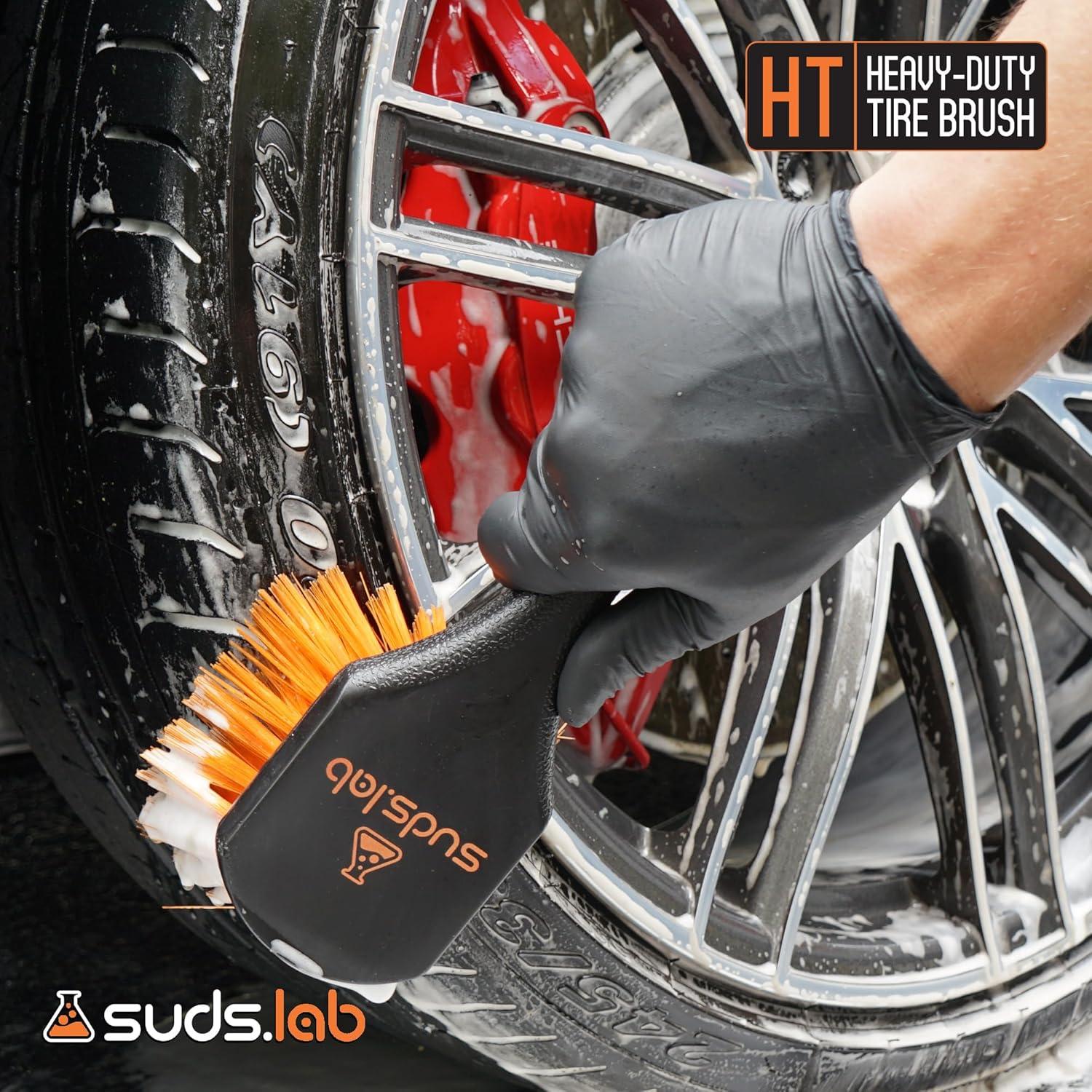 Cepillo Limpiador de Ruedas SudsLab HT - 21.6 cm, Negro