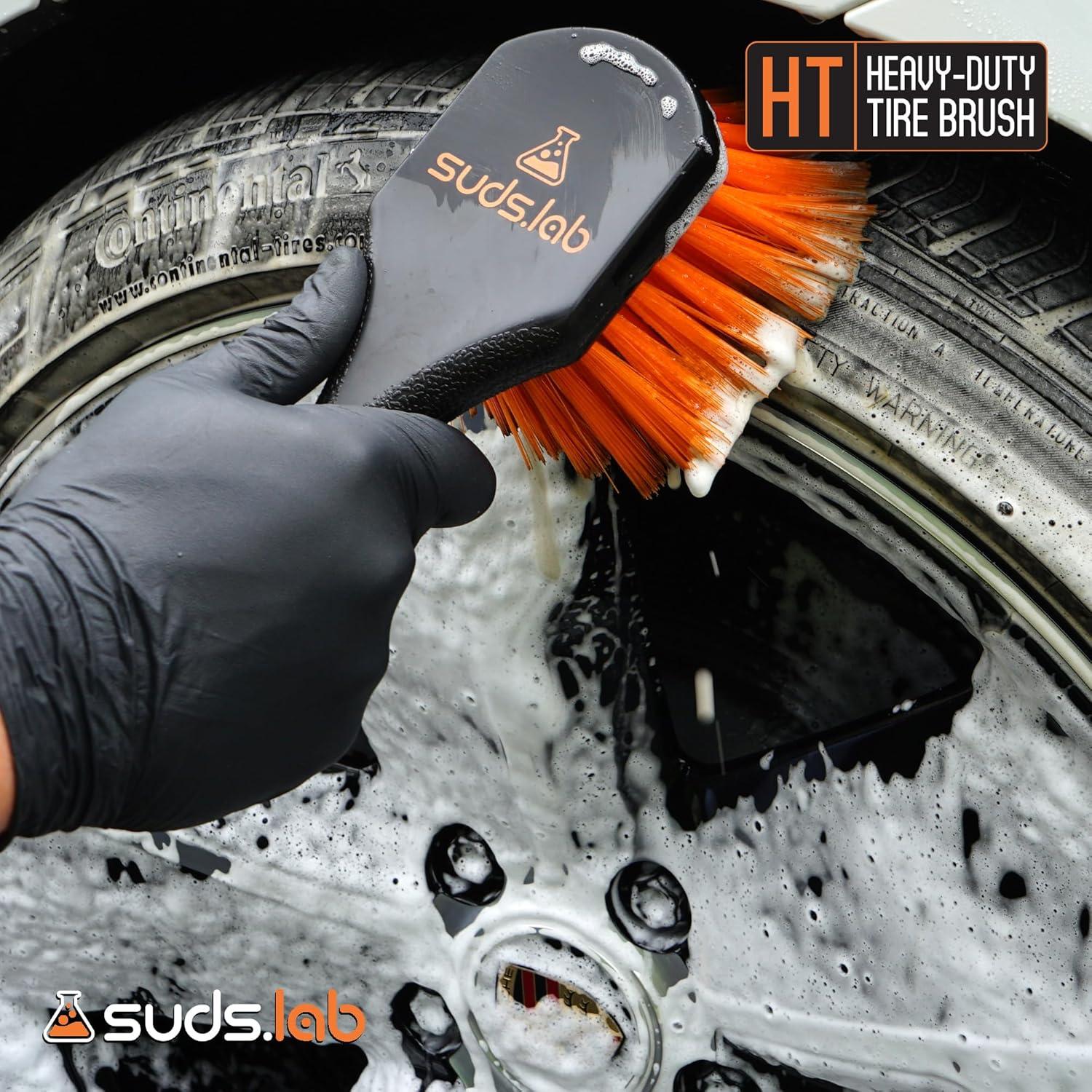 Cepillo Limpiador de Ruedas SudsLab HT - 21.6 cm, Negro