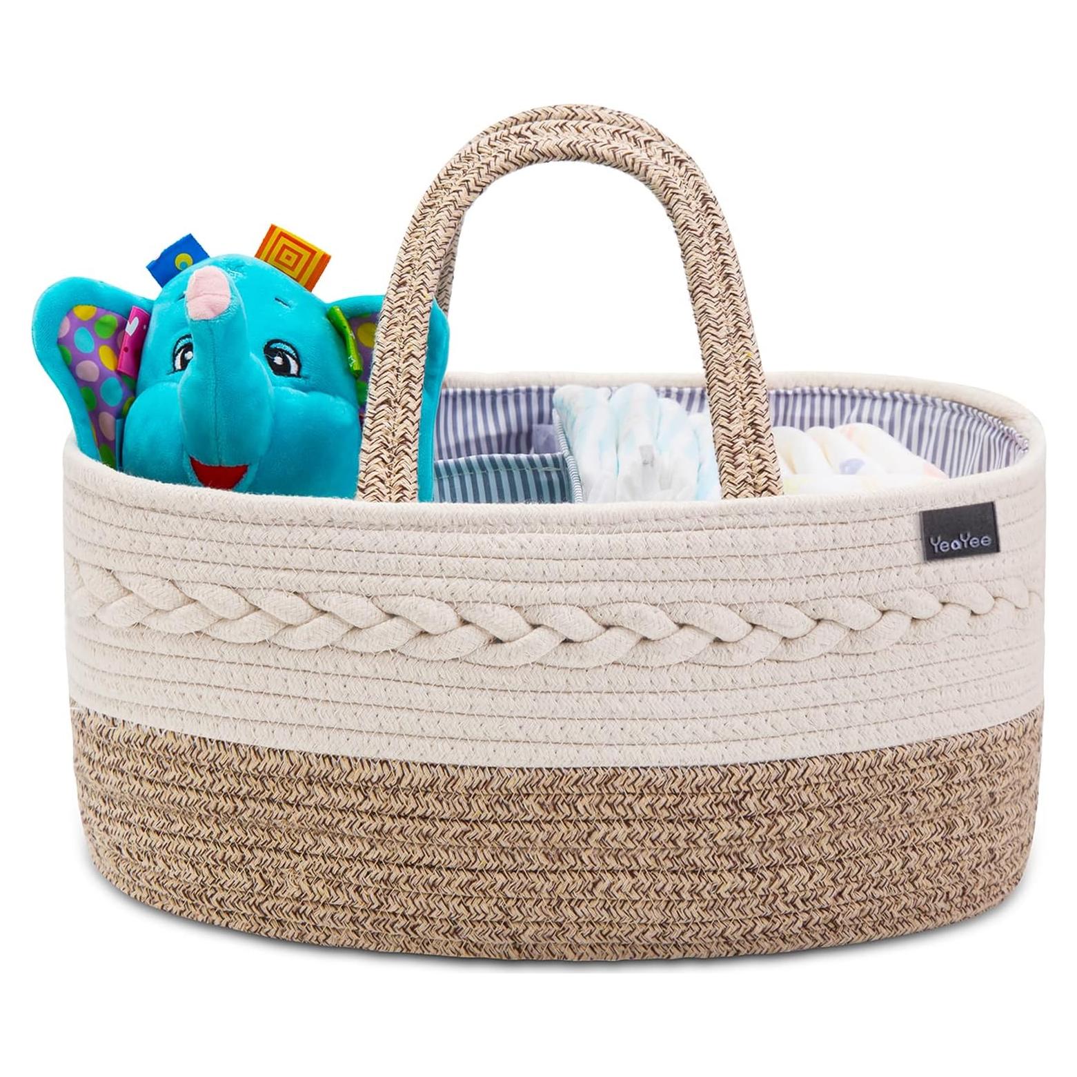 Caddy Organizador para Pañales YeaYee Algodón Amarillo 35.5x20.3 cm