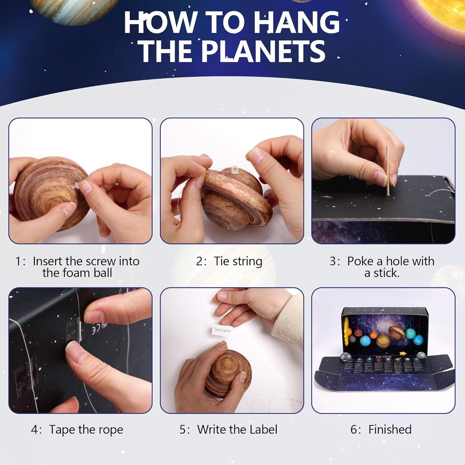 Kit de Modelo 3D del Sistema Solar Pllieay con Caja de Exhibición