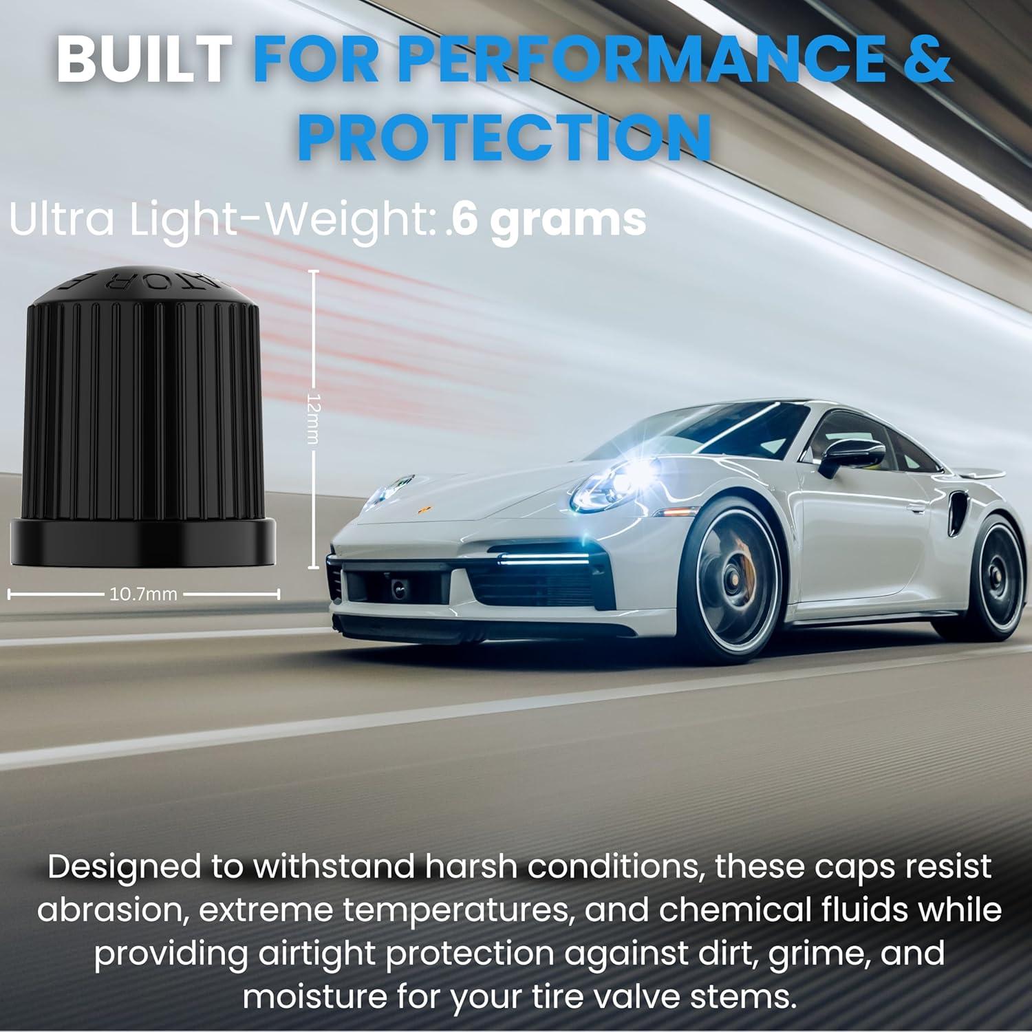 Tapones de Válvula TPMS Prime Ave 4 Piezas Negros para Autos