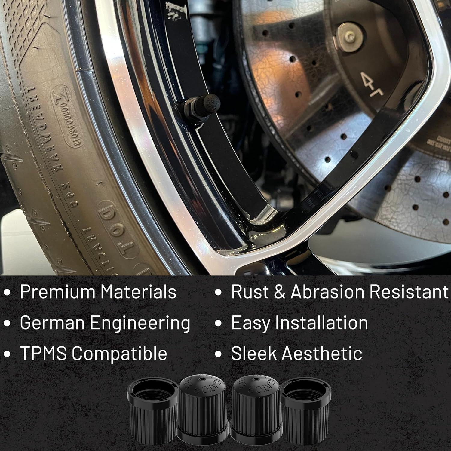 Tapones de Válvula TPMS Prime Ave 4 Piezas Negros para Autos