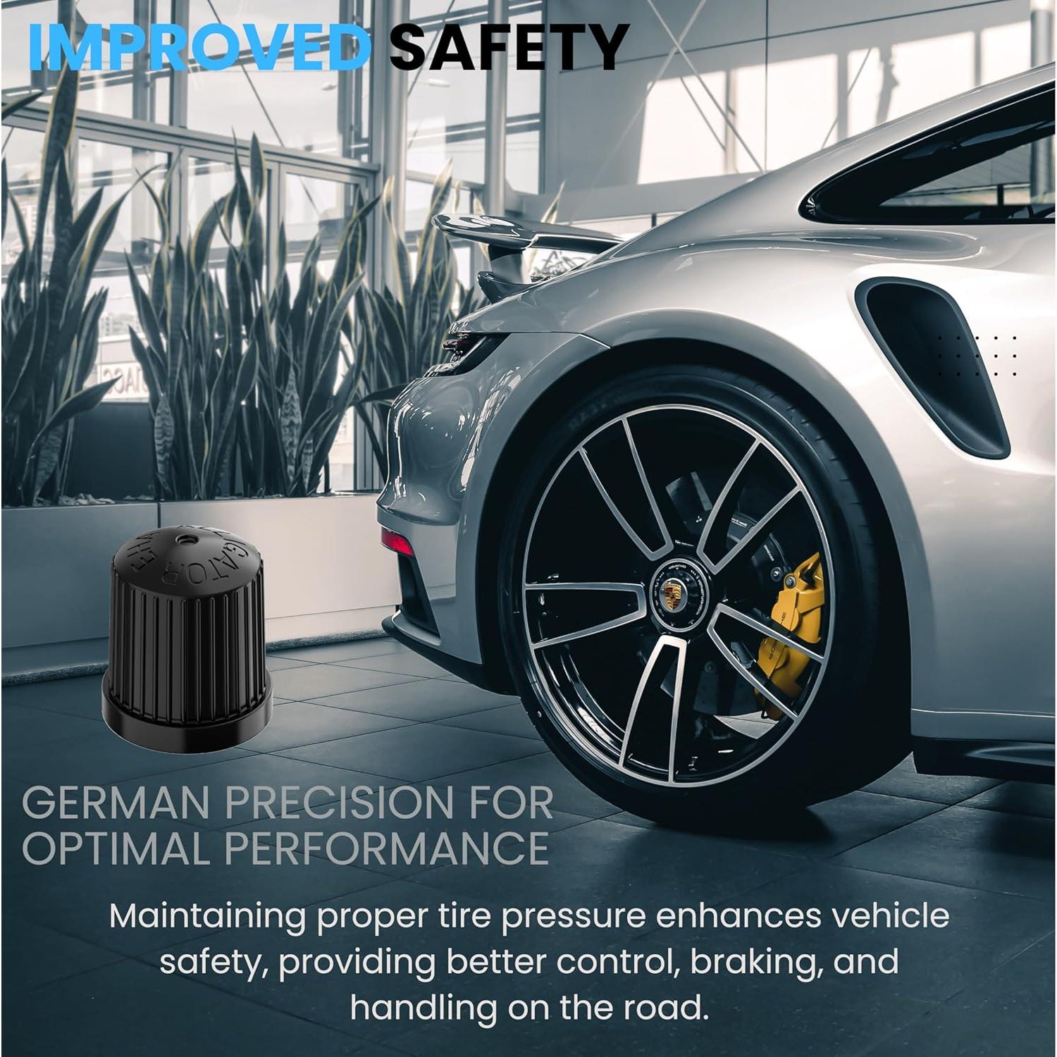 Tapones de Válvula TPMS Prime Ave 4 Piezas Negros para Autos