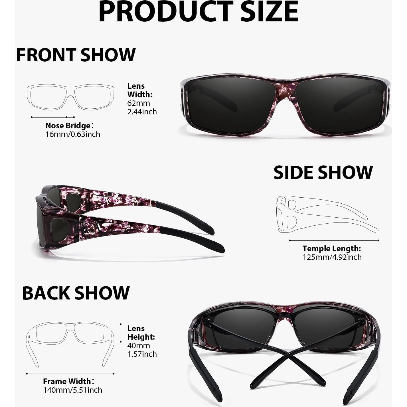 Gafas de sol polarizadas VIEWBETTER Fit Over UV400 para mujeres