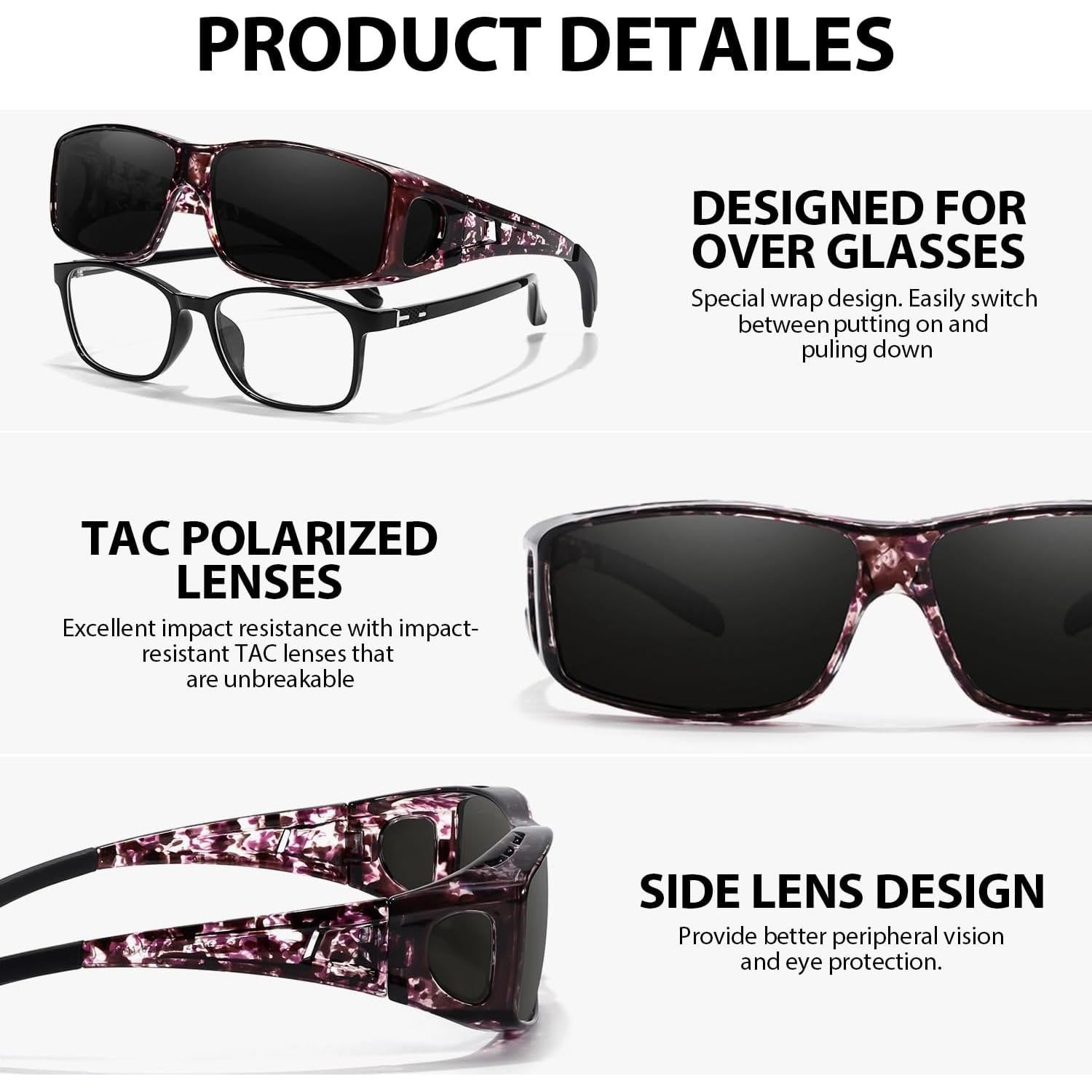 Gafas de sol polarizadas VIEWBETTER Fit Over UV400 para mujeres