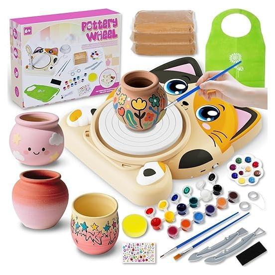 Rueda de Alfarería Insnug para Niños Gato 1.45 kg Kit Arte
