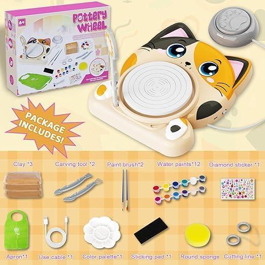 Rueda de Alfarería Insnug para Niños Gato 1.45 kg Kit Arte