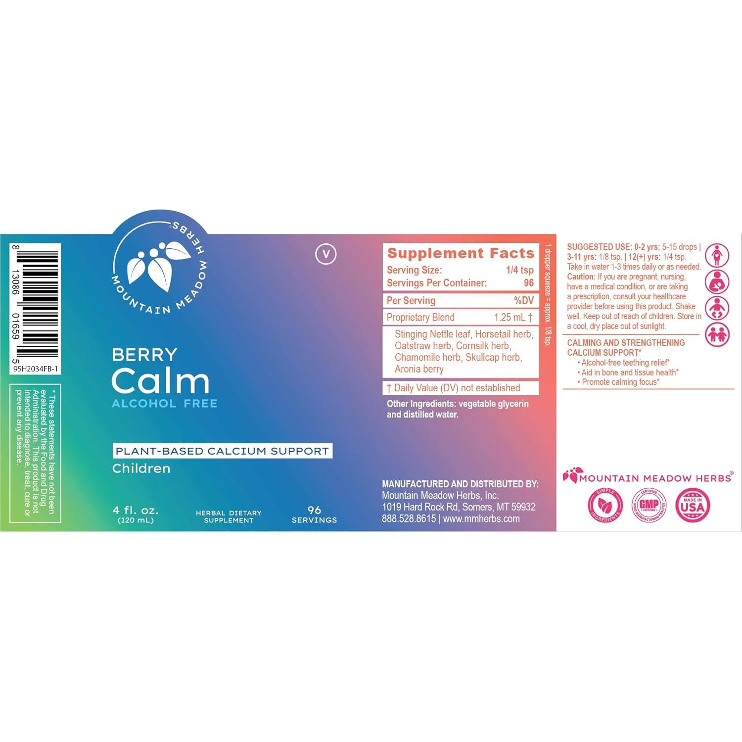 Suplemento Líquido de Calcio Herbal para Niños Mountain Meadow 118 ml