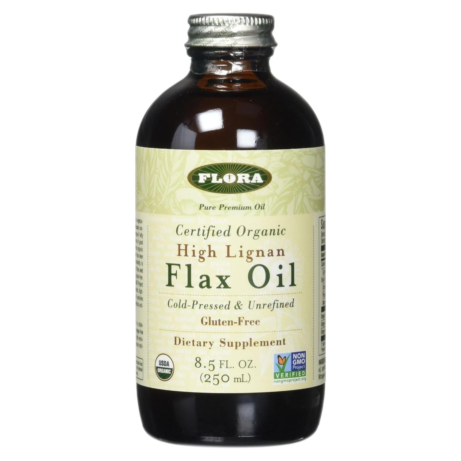 Aceite de Semilla de Lino Orgánico Flora 500 ml Prensado en Frío